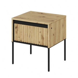 Szafka nocna Trend dąb artisan elegancka szafka z szufladą do sypialni dyskretne oświetlenie LED oraz gustowny ryflowany front