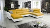 Narożnik z funkcją spania Savona VI żółty / biały lewostronny elegancki i komfortowy narożnik do salonu dwa pojemniki na pościel 