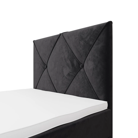 Łóżko kontynentalne Arvada 100x200 grafitowe w nowoczesnym skandynawskim stylu z tapicerowanym zagłówkiem łóżko z pojemnikiem