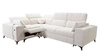 Narożnik z funkcją spania Penejos II Lux kremowy lewostronny wygodny narożnik do salonu z komfortowym wysuwanym podnóżkiem