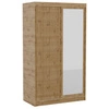Szafa przesuwna z lustrem Delia 120 cm dąb artisan stylowa szafa z ozdobnymi lamelami w kolorze drewna wpasuje się do każdej aranżacji