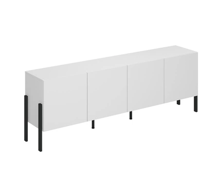 Zestaw mebli do salonu Jukon biały elegancka forma mebla w nowoczesnym stylu system otwierania push to open metalowe czarne nogi