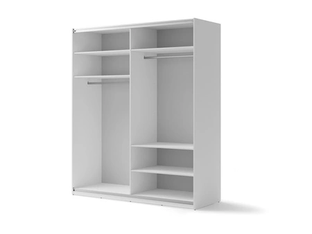 Szafa przesuwna z lustrem Maxi 200 cm biała funkcjonalny mebel w stylu klasycznym idealna szafa do sypialni lub garderoby