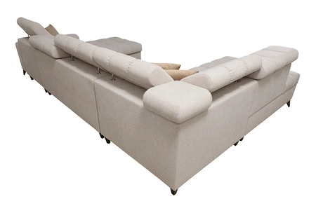 Narożnik z funkcją spania Bolmso VI zielony prawostronny wygodny narożnik z regulowanymi zagłówkami dekoracyjne pikowania na siedzisku