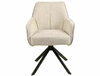 Krzesło tapicerowane Notti Brego jasny beż nowoczesne krzesło obrotowe z metalowymi nogami stylowe krzesło kubełkowe