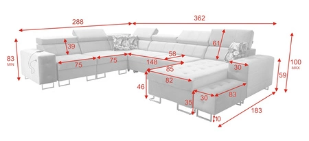 Narożnik z funkcją spania Hampton VIII beżowy prawostronny nowoczesny design narożnik rozkładany do salonu funkcjonalna dostawka