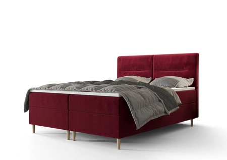 Łóżko kontynentalne Voltera 140x200 bordowy w nowoczesnym skandynawskim stylu z charakterystycznym wezgłowiem