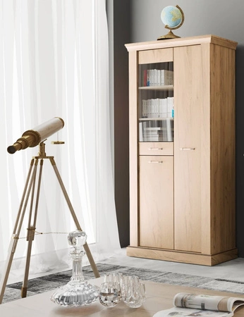 Witryna Antica 97 cm dąb craft złoty elegancki styl idealna witryna do salonu lub pokoju dziennego prosta forma bezpieczne szkło