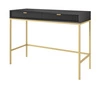 Konsola Lovro czarna z szufladami stylowy oraz funkcjonalny mebel do przedpokoju salonu czy biura stelaż w złotym kolorze