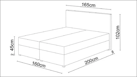 Łóżko kontynentalne Harmony 160x200 czarny w nowoczesnym skandynawskim stylu z wezgłowiem wykończonym ozdobnymi guzikami