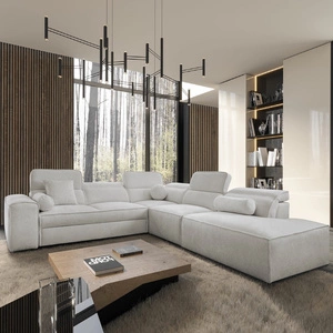 Narożnik z funkcją spania Viano IX szary popiel prawostronny stylowy narożnik z pojemnikami na pościel idealny mebel do dużego salonu