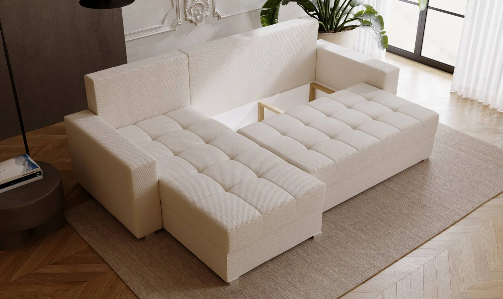 Narożnik z pojemnikiem na pościel Pablos Narożnik rozkładany