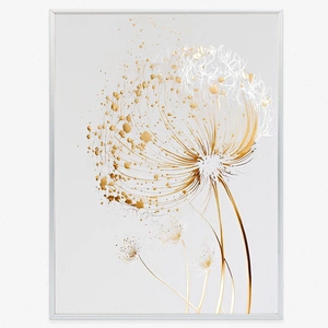 Plakat złoty dmuchawiec 70x100 plakat w ramie precyzyjny wydruk ze stylową grafiką doskonała dekoracja do salonu lub sypialni