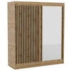 Szafa przesuwna z lustrem Delia 180 cm dąb artisan / czarny stylowa szafa z lamelami w kolorze drewna wpasuje się do każdej aranżacji