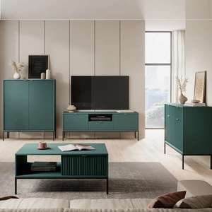 Zestaw mebli Lovro pastelowy zielony nowoczesny design meblościanka do salonu lub pokoju dziennego