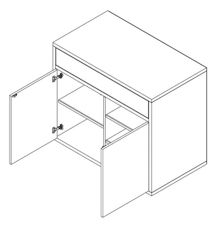 Zestaw mebli do salonu Yugo w kolorze szary popiel / biały połysk asymetryczne bryły tworzące nowoczesne i funkcjonalne aranżacje
