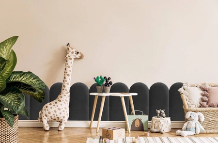 Panel tapicerowany Wally 30x80 cm grafitowy stylowy panel ścienny płotek welurowa tkanina modne wykończenie każdej aranżacji