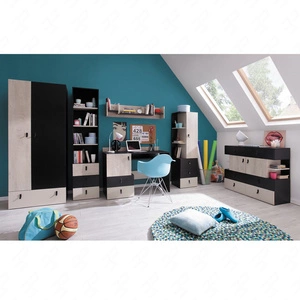 Zestaw mebli Niko czarny / dąb / beż idealna propozycja do pokoju młodzieżowego lub dziecięcego w modnym stylu