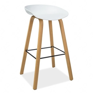 Hoker Sting biały nowoczesny oraz funkcjonalny hoker z metalowymi nogami w kolorze dębu idealny hoker do kuchni