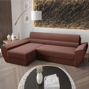 Narożnik z funkcją spania Fogu III indyjski róż lewostronny stylowy narożnik z podłokietnikami pojemnik na pościel sztruksowa tkanina