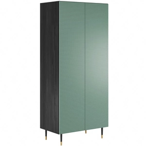 Szafa Salem 90 cm czarne drewno / pistacjowa zieleń szafa do pokoju z ryflowanymi frontami wysokie nogi o eleganckim wykończeniu