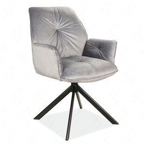 Krzesło tapicerowane Boogie II 45x44 cm szare stylowe krzesło obrotowe z metalowymi nogami krzesło glamour