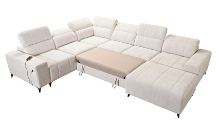 Narożnik z funkcją spania Penejos VIII szary popiel prawostronny stylowy narożnik rozkładany wykonany z wytrzymałej tkaniny