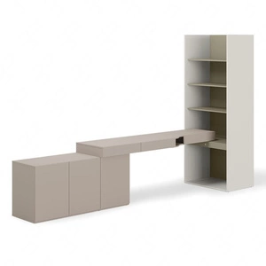 Zestaw mebli Woow clay grey / szampański / eukaliptus lewy stylowy zestaw mebli młodzieżowych o nowoczesnym i praktycznym designie