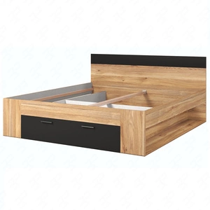 Łóżko z szufladą Beta 180x200 cm dąb mauvella / czarny to idealne łóżko do sypialni  lub pokoju młodzieżowego z zagłówkiem