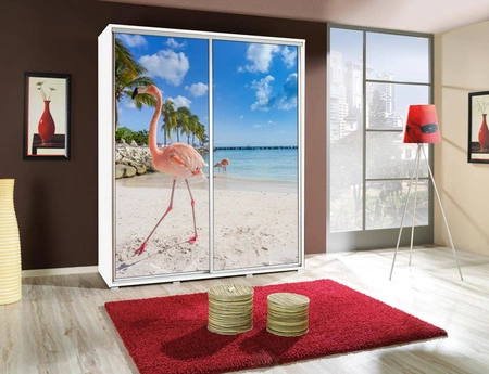 Szafa przesuwna Artistino 155 cm z grafiką flaming korpus szafy w kolorze białym wykonany z płyty o grubości 22mm