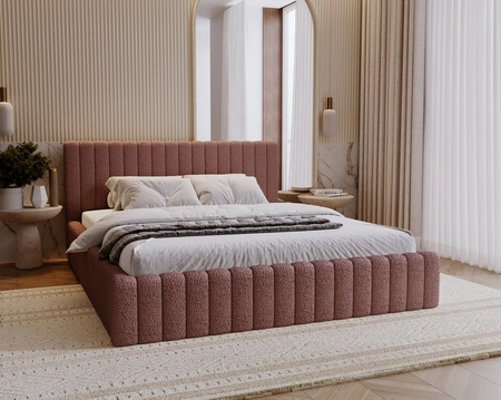 Łóżko tapicerowane Naomi 160x200 brudny róż nowoczesny design łóżko z pojemnikiem na pościel z komfortowym zagłówkiem