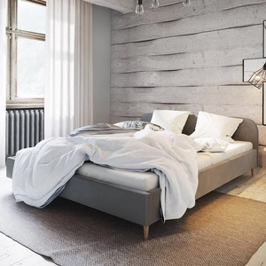 Łóżko tapicerowane Ivrea 160x200 jasny szary z zagłówkiem w nowoczesnym stylu idealne do sypialni