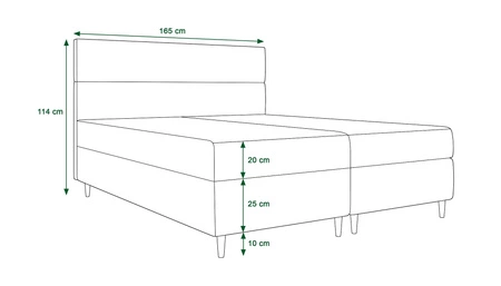 Łóżko kontynentalne Bing 160x200 musztardowy w nowoczesnym skandynawskim stylu z charakterystycznym wezgłowiem