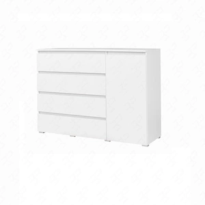 Komoda z szufladami Simple 138 cm biały funkcjonalny mebel do pokoju młodzieżowego salonu lub biura