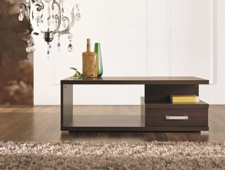 Stolik kawowy Jazon 68 cm kasztan wenge nowoczesny design mebla obrzeża stolika kawowego wykończone zostały specjalną okleiną