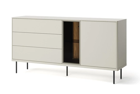 Komoda z szufladami Epiro 161 cm beżowy / dąb ciemny komoda o subtelnej kolorystyce solidna metalowa podstawa gwarantuje stabilność