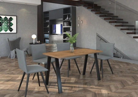 Stół Malden 138x90 cm dąb lancelot / czarny prosta forma mebla wzbogacona o stylowe czarne nogi w stylu loftowym blat odporny na rozlanie cieczy