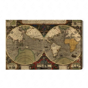 Obraz na płótnie starożytna mapa świata 100x70 cm ponadczasowa ozdoba wnętrza obraz w wyrazistej kolorystyce wysoka jakość wykonania