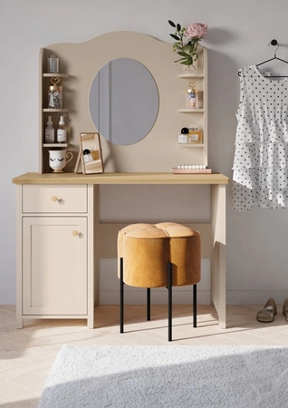 Biurko Story 110 cm beżowy / dąb vincenza bielona modne biurko z szufladą do pokoju młodzieżowego ergonomiczny mebel z obszernym blatem