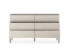 Komoda z szufladami Lovro 154 cm beżowa nowoczesny design zachwyci miłośników wyrazistych wnętrz ryflowane fronty metalowe uchwyty