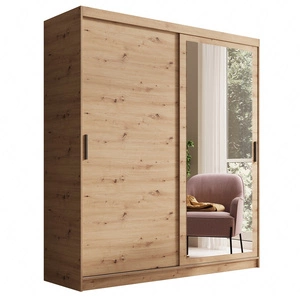 Szafa przesuwna z lustrem Hailey 180 cm dąb artisan prosta forma i minimalistyczny wygląd szafa idealnie wpasuje się do każdego wnętrza