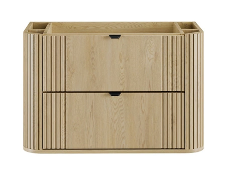 Szafka pod umywalkę Ovalia Cremona 80 cm dąb cremona stylowa szafka z szufladami zaokrąglony kształt dekoracyjne pionowe ryflowania