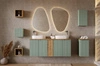 Zestaw mebli łazienkowych Line Reed Green szałwiowy / dąb coast evoke designerskie szafki łazienkowe stylowe pionowe ryflowania