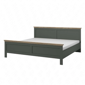 Łóżko Evora 160x200 cm butelkowa zieleń / dąb lefkas stylowy design wyrazista kolorystyka łóżko do sypialni w stylu klasycznym