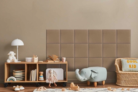 Panel tapicerowany Quadra 50x50 cm beżowy stylowy panel ścienny kwadrat welurowa tkanina modne wykończenie każdej aranżacji