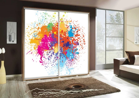 Szafa przesuwna Artistino 205 cm z grafiką art korpus szafy w kolorze dąb catania wykonany z płyty o grubości 22mm