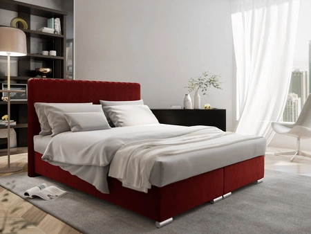 Łóżko kontynentalne Sarona 180x200 bordowe w nowoczesnym skandynawskim stylu z charakterystycznym wezgłowiem