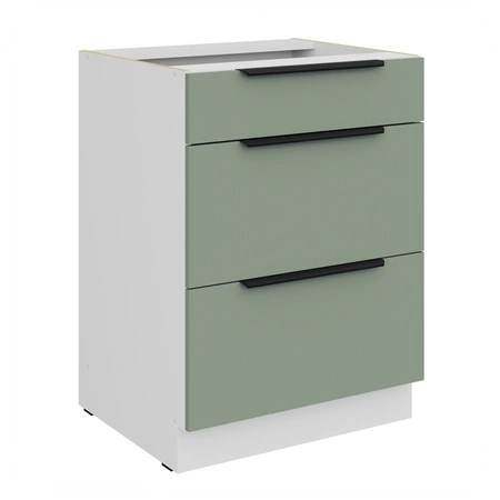 Szafka kuchenna stojąca z szufladami Treviso Wh 60 D 3S BB odporna na uszkodzenia wykończenie frontów w technologii anti fingerprint