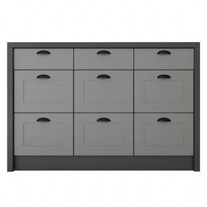 Wyspa kuchenna z szufladami Adele 127 cm szary grafit / szary funkcjonalny i pojemny mebel kuchenny z trwałymi metalowymi uchwytami