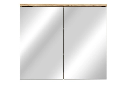 Szafka łazienkowa wisząca z lustrem Bali 80 cm beżowy / dąb wotan elegancka i nowoczesna szafka o minimalistycznej konstrukcji